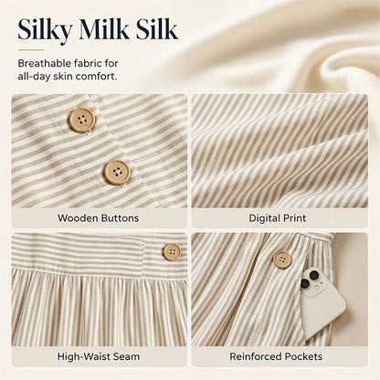 👗Nove pošiljke 50 % POPUST💥Ženska vsakodnevna črtasta obleka z ohlapnim krojem