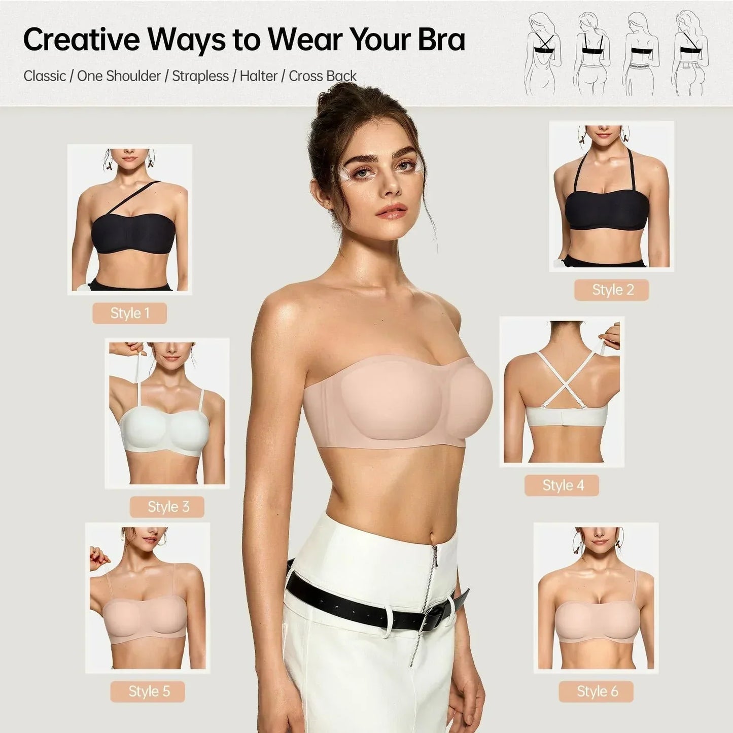 💞Ženski modrčki brez naramnic, modrčki push-up, bandeau modrčki, protizdrsni modrčki brez žičk, modrčki z oblazinjenim podprsjem, brezšivni in udobni modrčki v obliki cevi ter modrčki iz želatinastega materiala