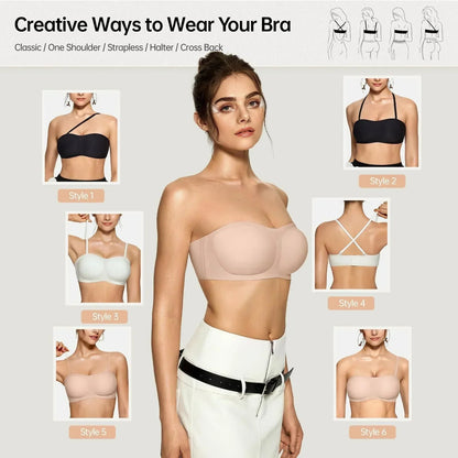 💞Ženski modrčki brez naramnic, modrčki push-up, bandeau modrčki, protizdrsni modrčki brez žičk, modrčki z oblazinjenim podprsjem, brezšivni in udobni modrčki v obliki cevi ter modrčki iz želatinastega materiala