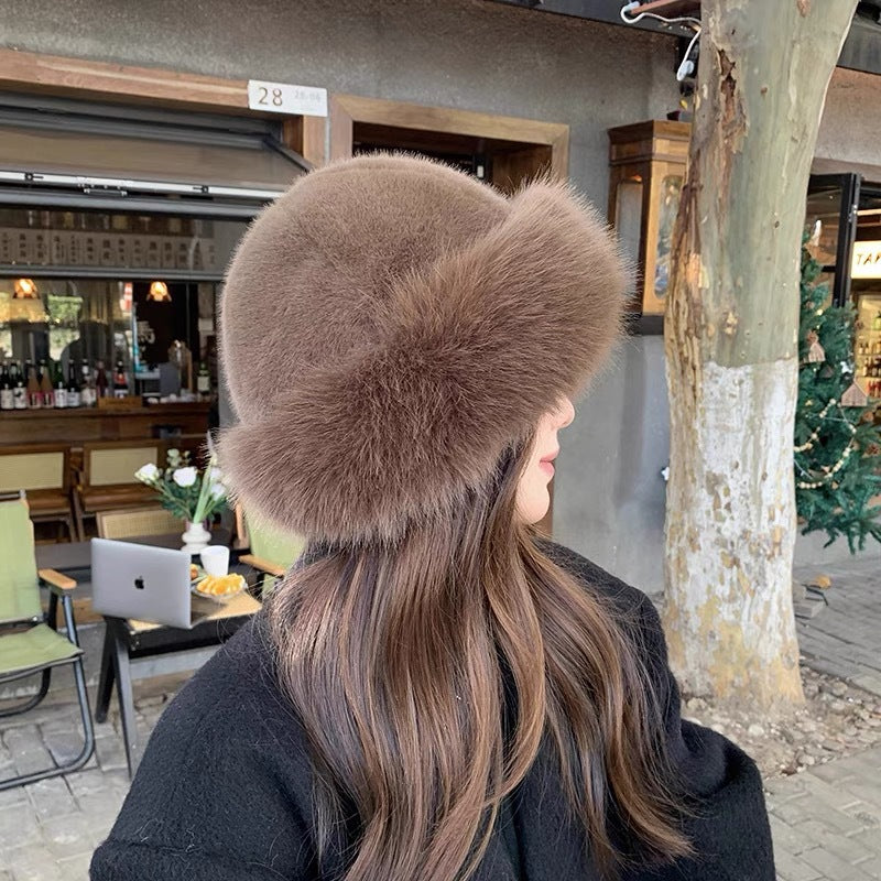 🎅WYPRZEDAŻ ŚWIĄTECZNA 70% TANIEJ!🔥Puszysty skórzany kapelusz typu bucket hat, ciepła zimowa czapka + darmowy szalik w tym samym kolorze (pozostało tylko 29 sztuk)⏰