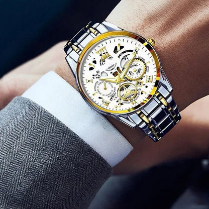 🔥Męski wodoodporny, rzymski, ażurowy, automatyczny zegarek mechaniczny⌚