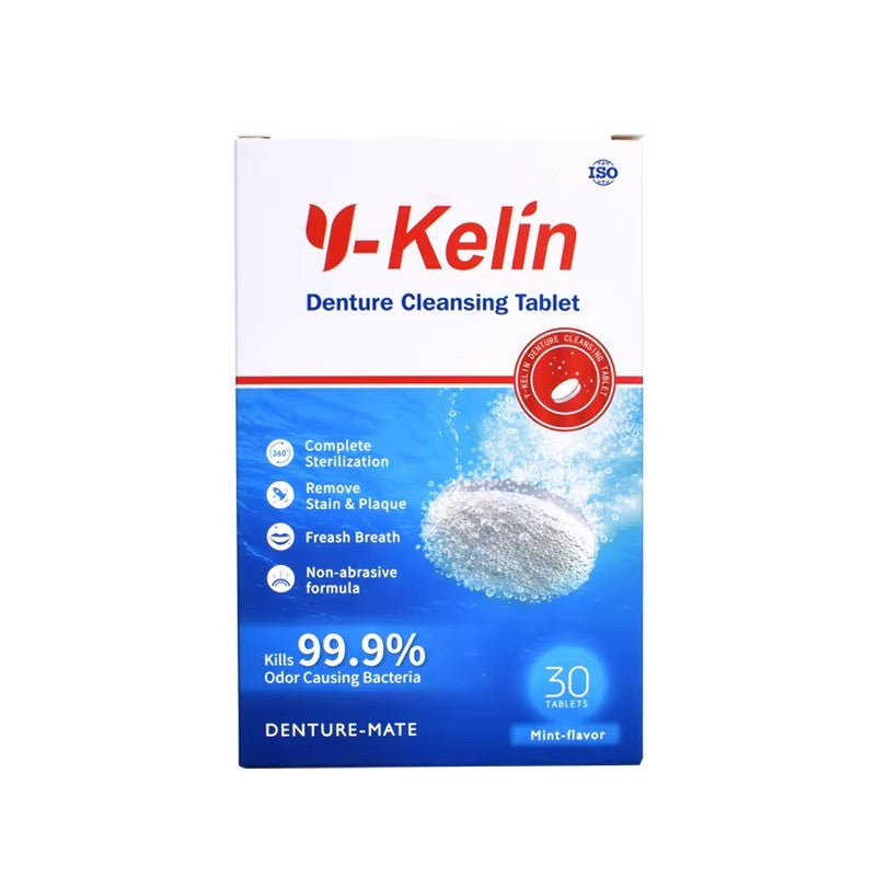 Tabletki do czyszczenia protez Y-Kelin 30 tabletek antybakteryjnych, do protez całkowitych i częściowych, do wybielania protez, do czyszczenia protez.