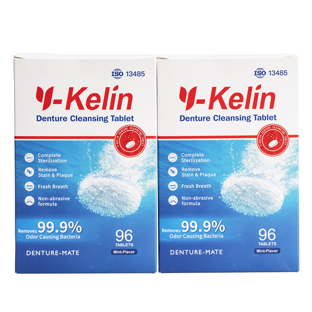 Tabletki do czyszczenia protez Y-Kelin 30 tabletek antybakteryjnych, do protez całkowitych i częściowych, do wybielania protez, do czyszczenia protez.