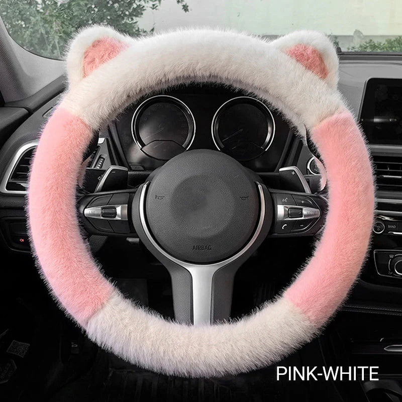 ⏰ Oferta ograniczona czasowo 🚗 Uniwersalny, antypoślizgowy, miękki, pluszowy pokrowiec na kierownicę w kształcie kocich uszu