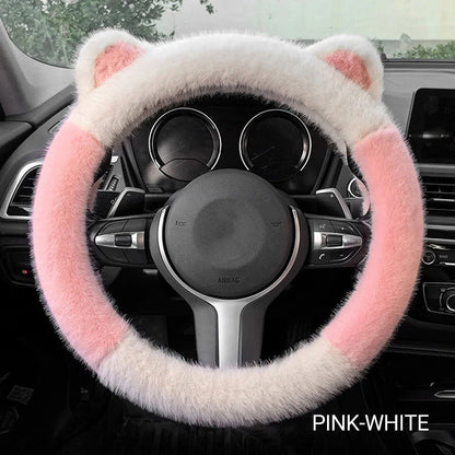 ⏰ Oferta ograniczona czasowo 🚗 Uniwersalny, antypoślizgowy, miękki, pluszowy pokrowiec na kierownicę w kształcie kocich uszu