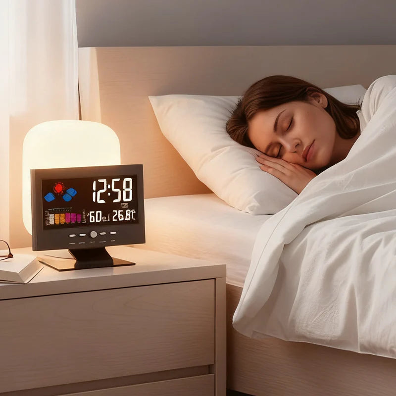 🔥Digitalna LED-ura za spremljanje temperature in vlažnosti, vremenska napoved, LED-namizna budilka