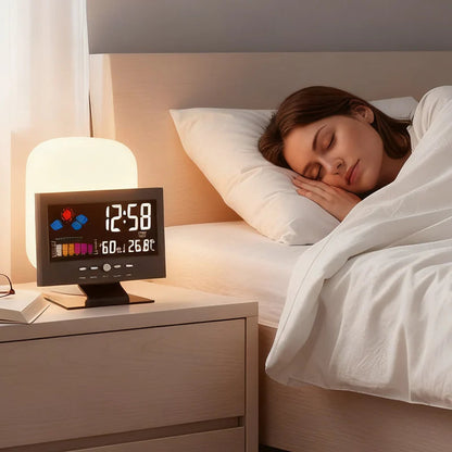 🔥Digitalna LED-ura za spremljanje temperature in vlažnosti, vremenska napoved, LED-namizna budilka