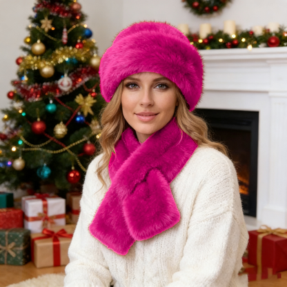 🎅WYPRZEDAŻ ŚWIĄTECZNA 70% TANIEJ!🔥Puszysty skórzany kapelusz typu bucket hat, ciepła zimowa czapka + darmowy szalik w tym samym kolorze (pozostało tylko 29 sztuk)⏰