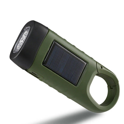 Zewnętrzna lampa awaryjna (korbowa + solarna + ładowanie przez USB)