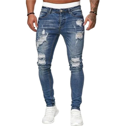 🔥🎁Novo 50% POPUST🔥Elegantne moške oprijete kavbojke z obrabljenim učinkom