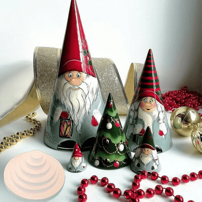 🎅Ręcznie robione skandynawskie krasnale, drewniane lalki matrioszki (5 szt)
