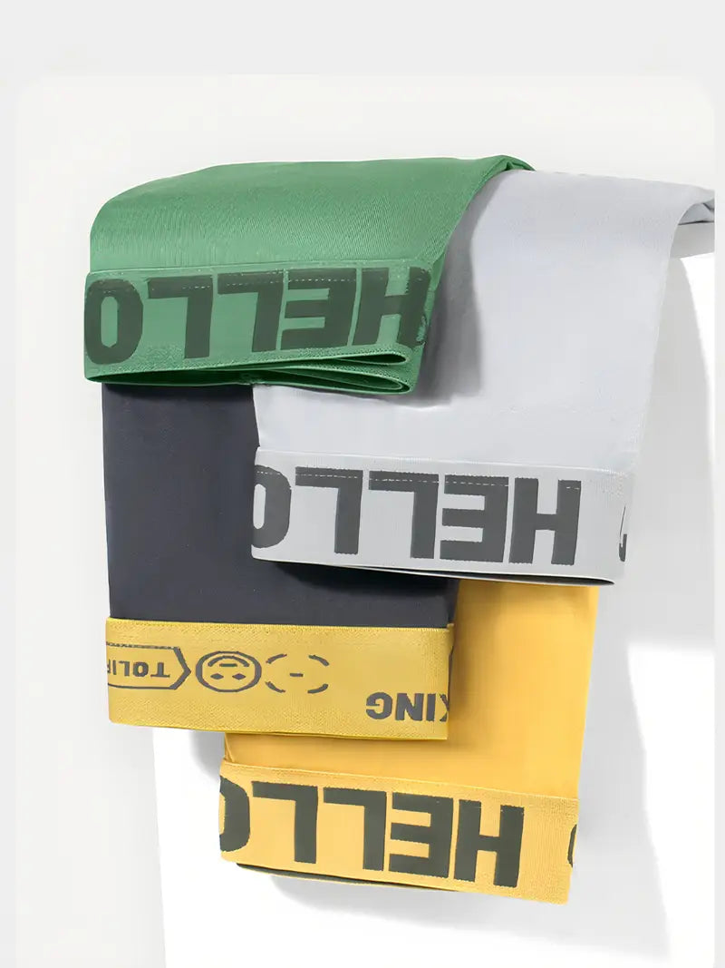 【Zestaw 10 elementów】Męskie Majtki z Nadrukiem "Hello"