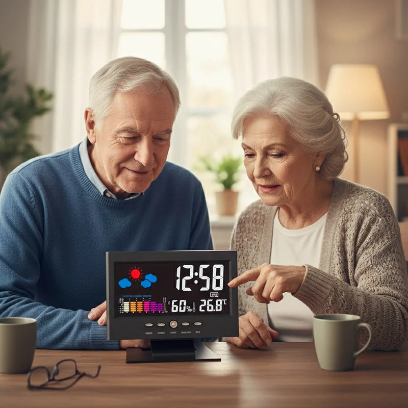 🔥Digitalna LED-ura za spremljanje temperature in vlažnosti, vremenska napoved, LED-namizna budilka