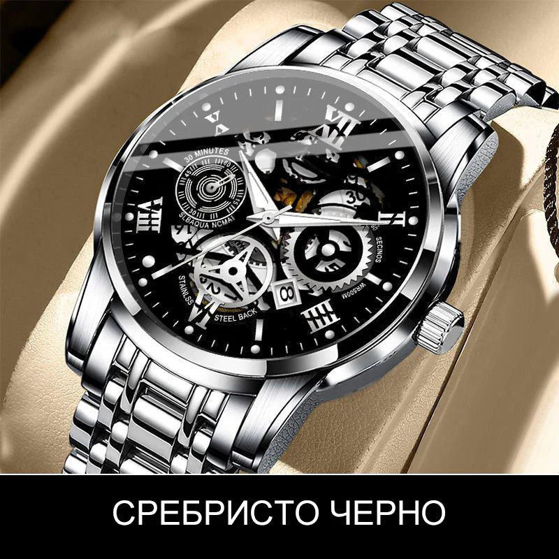 🔥Męski wodoodporny, rzymski, ażurowy, automatyczny zegarek mechaniczny⌚