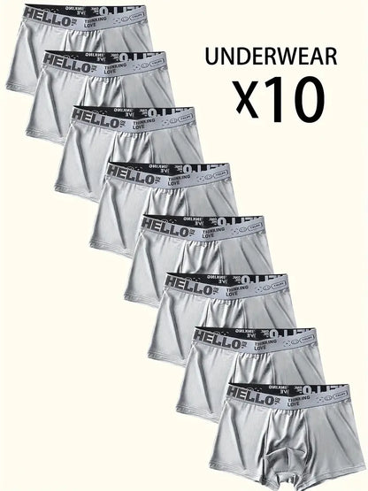 【Zestaw 10 elementów】Męskie Majtki z Nadrukiem "Hello"