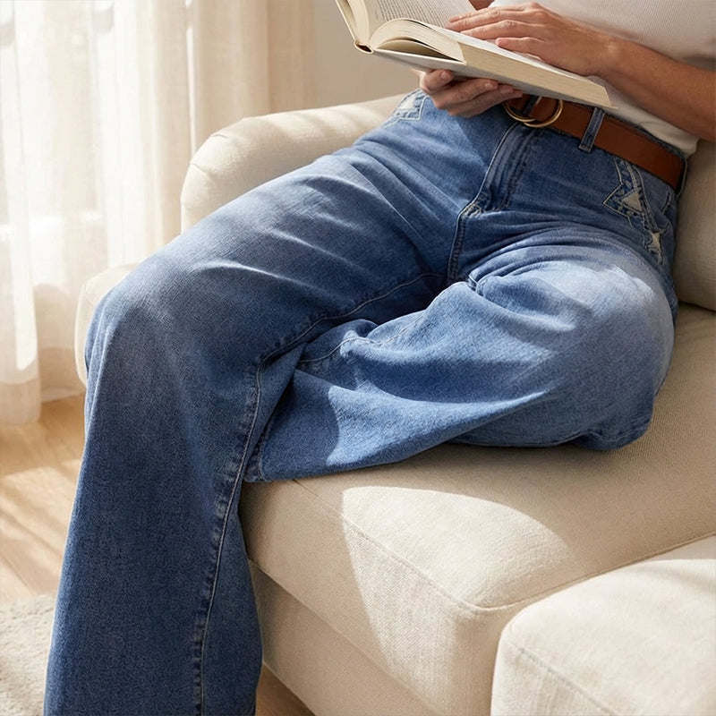 ⏳Časovno omejena razprodaja⏰Ženske vintage kavbojke z visokim pasom in širokimi hlačnicami👖