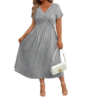 👗Elegantna obleka za ženske z V-izrezom in zavitim detajlom na sprednji strani✨
