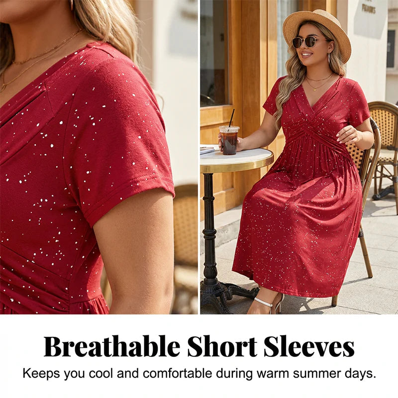 👗Elegantna obleka za ženske z V-izrezom in zavitim detajlom na sprednji strani✨
