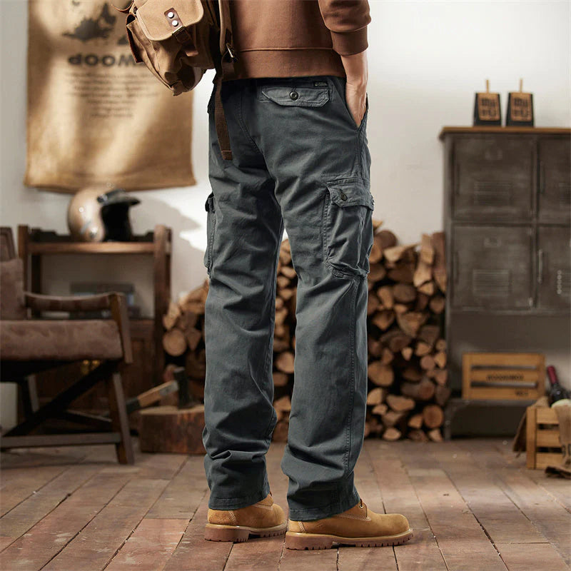 👖🛠️ Moške taktične hlače iz 100 % bombaža, v kaki barvi - z veliko žepi