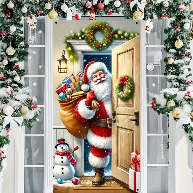 ⏰Świąteczna specjalna wyprzedaż 70% taniej!!🎄Świąteczny panel drzwiowy do natychmiastowej dekoracji świątecznej