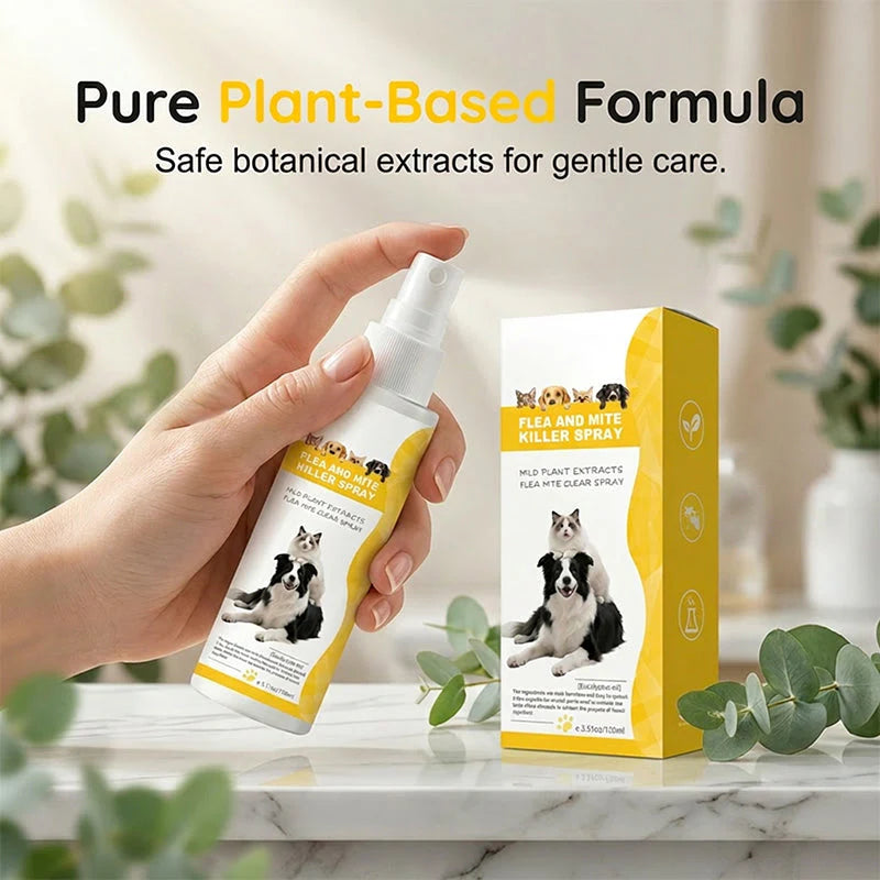 Spray za odganjanje škodljivcev za hišne živali z nežno formulo