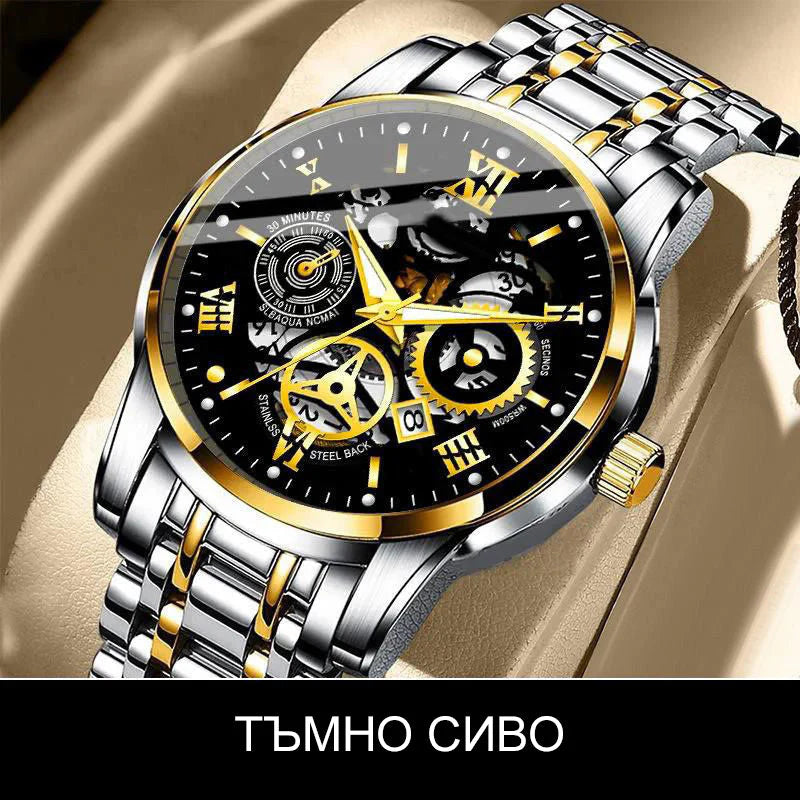 🔥Męski wodoodporny, rzymski, ażurowy, automatyczny zegarek mechaniczny⌚