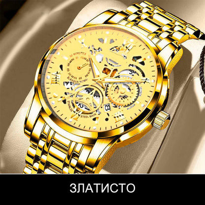 🔥Męski wodoodporny, rzymski, ażurowy, automatyczny zegarek mechaniczny⌚