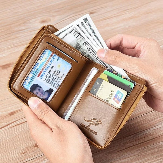 Portfel męski zapinany na zamek (zabezpieczony RFID)