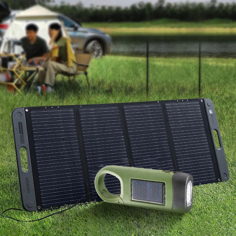 Zewnętrzna lampa awaryjna (korbowa + solarna + ładowanie przez USB)