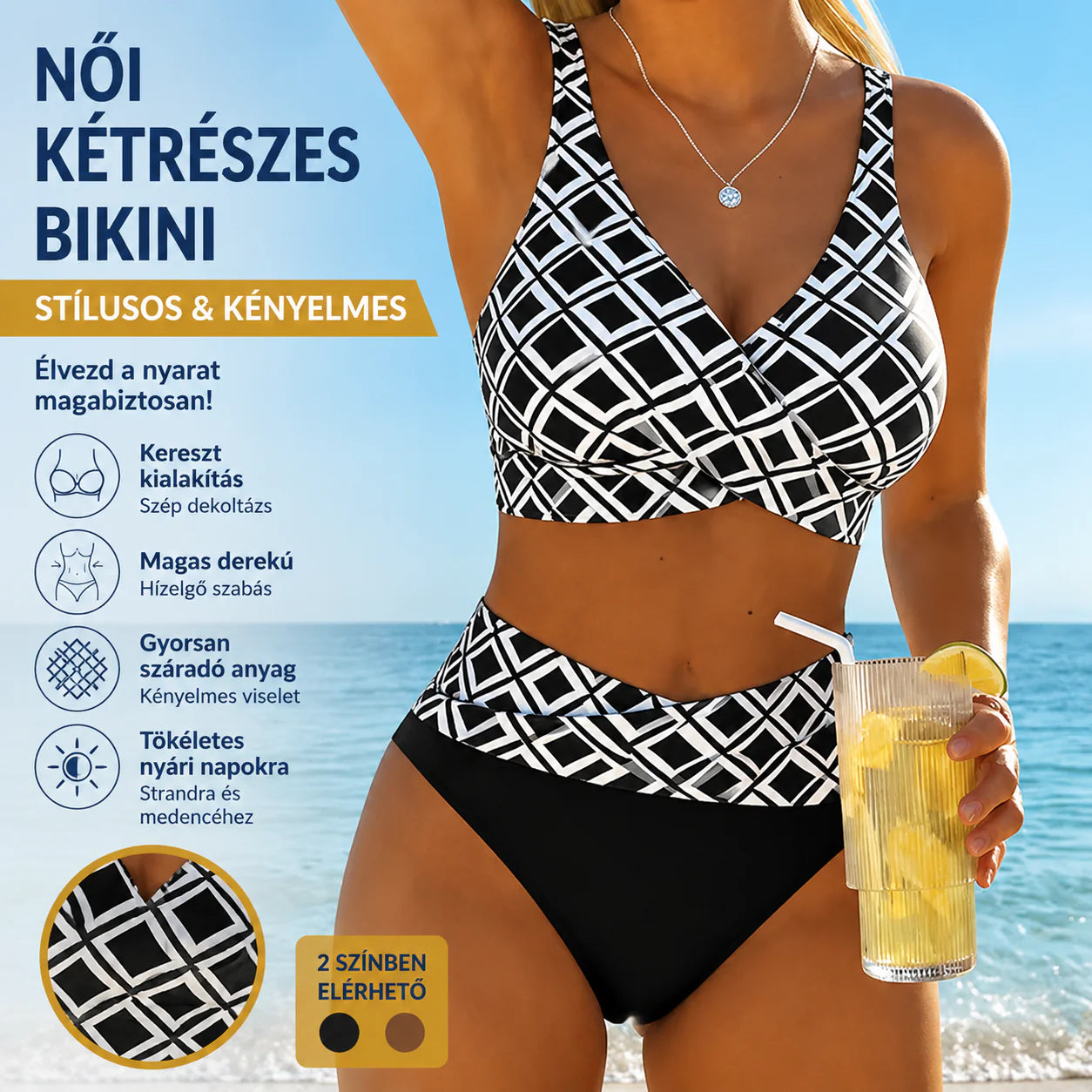 🩱 Dvodelni ženski bikini z visokim pasom