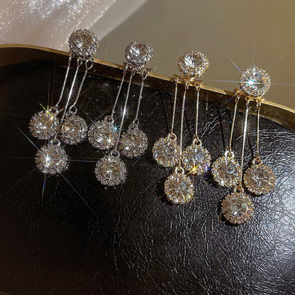 Zircon Round Petal Earrings