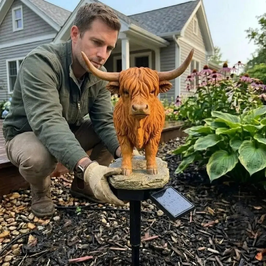 Sončna vrtna svetilka Highland Cow