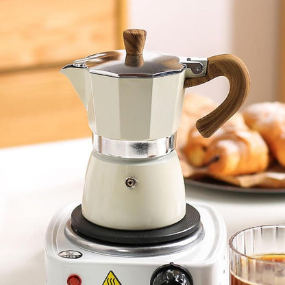 Aluminiowy ekspres do kawy Moka Pot 3/6, filiżanki do espresso, ekspres przelewowy do espresso i kawy, przenośny ekspres do kawy włoskiej i kubańskiej na kuchenkę do domu i na kemping