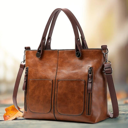 Damska torba na ramię ze skóry vintage