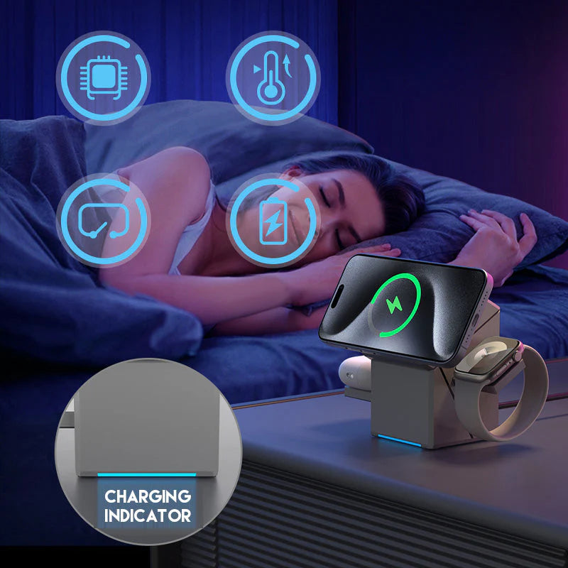 3 w 1 składana magnetyczna stacja ładowania bezprzewodowego