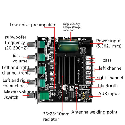 Modul avdio ojačevalnika Bluetooth z 2,1 kanali