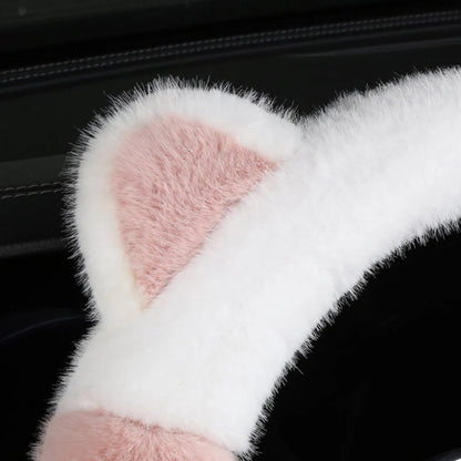 ⏰ Oferta ograniczona czasowo 🚗 Uniwersalny, antypoślizgowy, miękki, pluszowy pokrowiec na kierownicę w kształcie kocich uszu