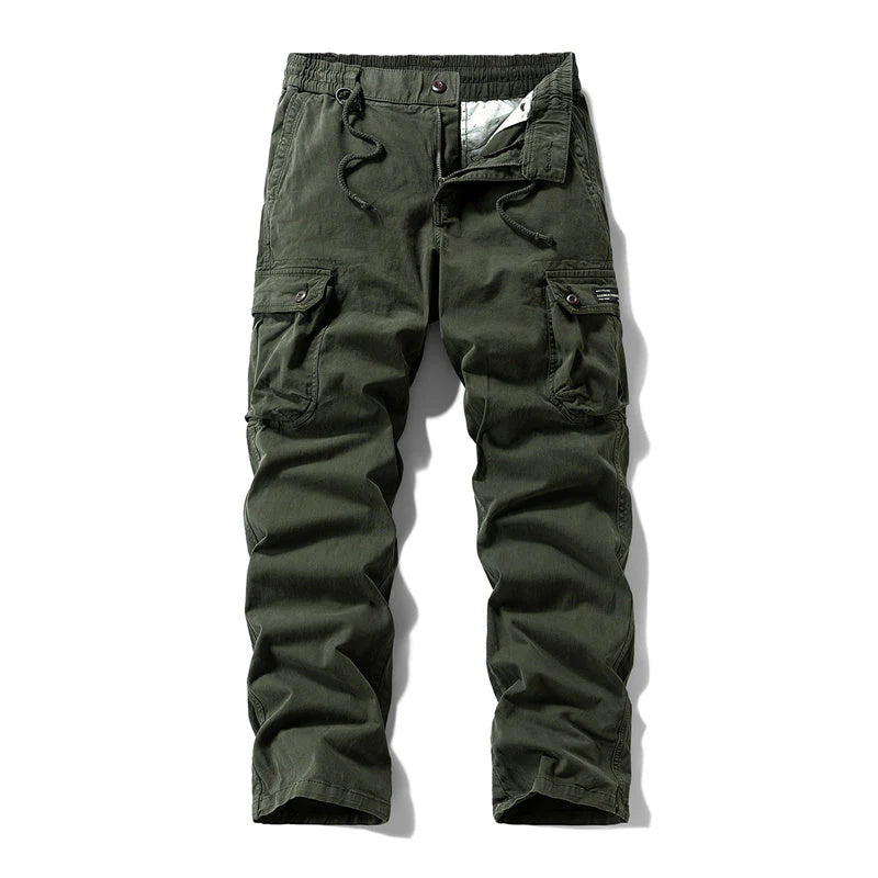 👖🛠️ Moške taktične hlače iz 100 % bombaža, v kaki barvi - z veliko žepi