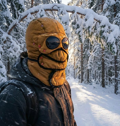 Zimowa, wiatroszczelna, ciepła czapka 4 w 1 z odpinanym kołnierzem na maskę