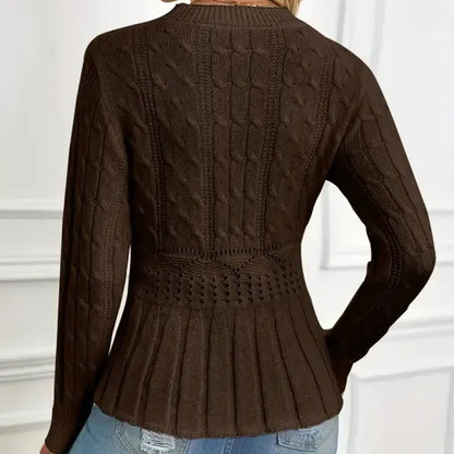 🌸Sweter damski z grubym dzianinowym dekoltem i baskinką