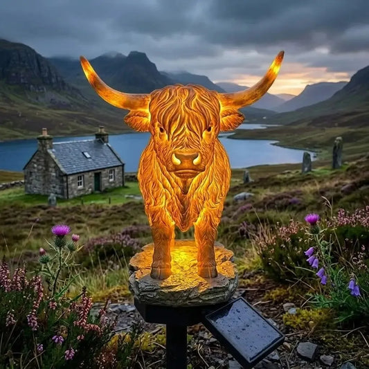 Sončna vrtna svetilka Highland Cow