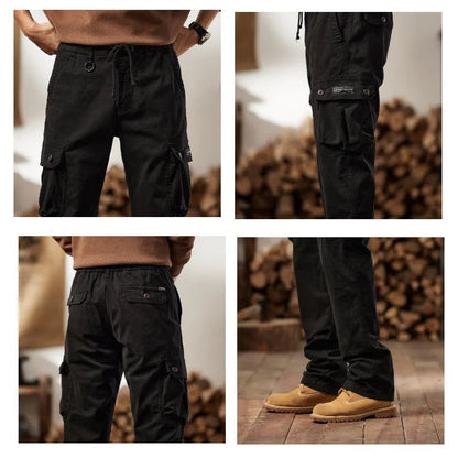 👖🛠️ Moške taktične hlače iz 100 % bombaža, v kaki barvi - z veliko žepi