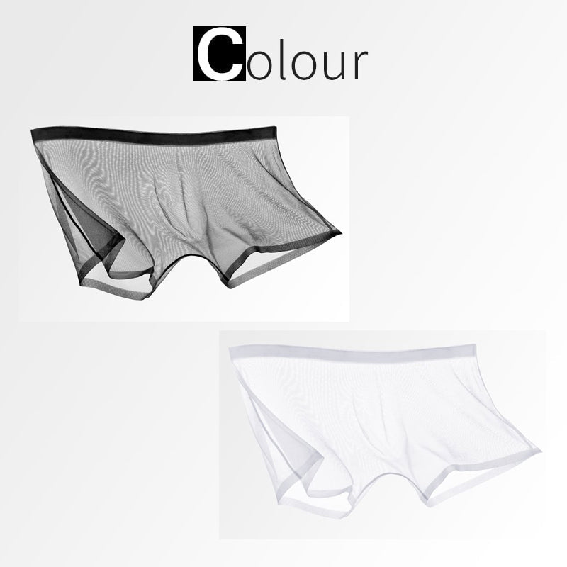 Prozorne boksarice iz seksi ledeno modre svilene mrežice