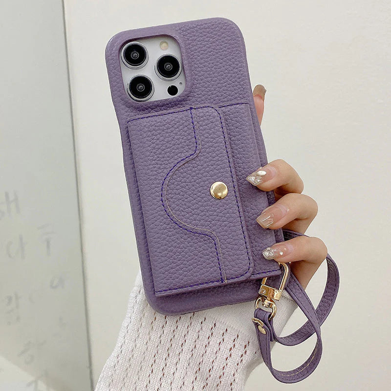 🔥📱 Etui ochronne dla kobiet, różowe, z portfelem i paskiem na nadgarstek 💃