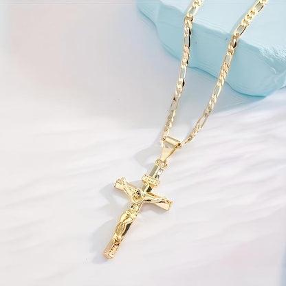 ✝️Ogrlica z obeskom v obliki križa zlate barve