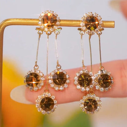 Zircon Round Petal Earrings