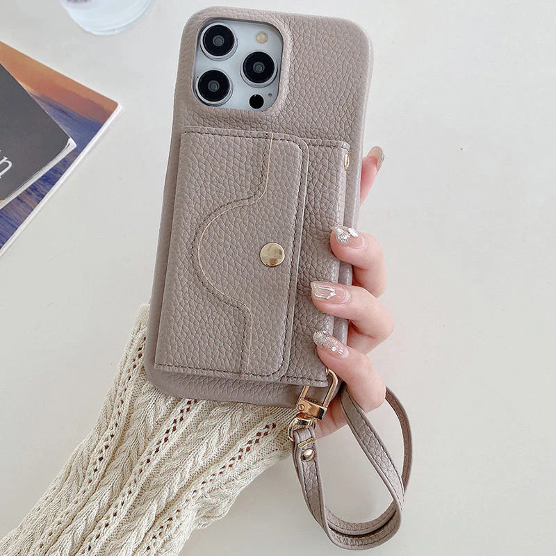🔥📱 Etui ochronne dla kobiet, różowe, z portfelem i paskiem na nadgarstek 💃