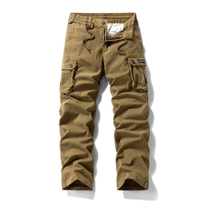 👖🛠️ Moške taktične hlače iz 100 % bombaža, v kaki barvi - z veliko žepi