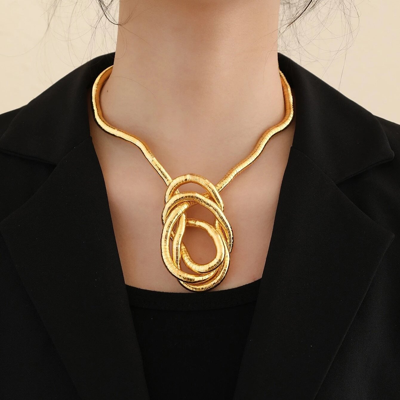 Naszyjnik z dzianiny wężowej - choker, bransoletka