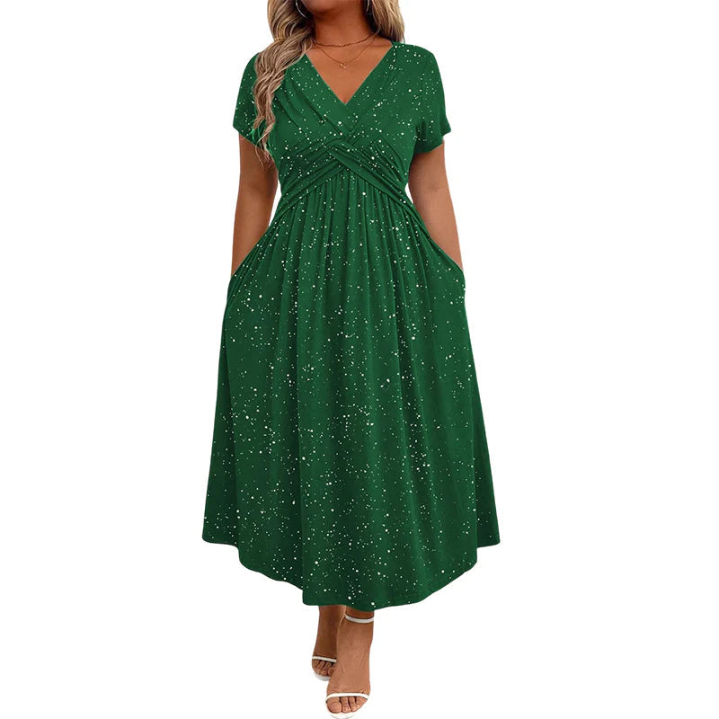 👗Elegantna obleka za ženske z V-izrezom in zavitim detajlom na sprednji strani✨
